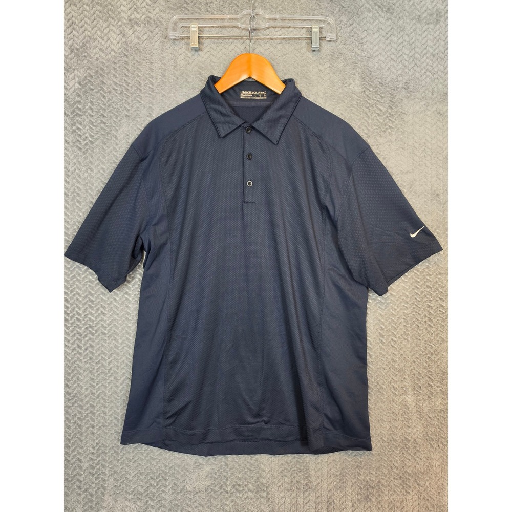 Nike Golf Fit Dry Polo Shirt Mens Large Navy Blue Short Sleeve Mesh
